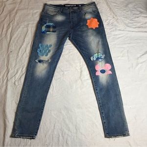 Billionaire Boys Club BB Trek Jean In Glacier Patchwork Size 38-32